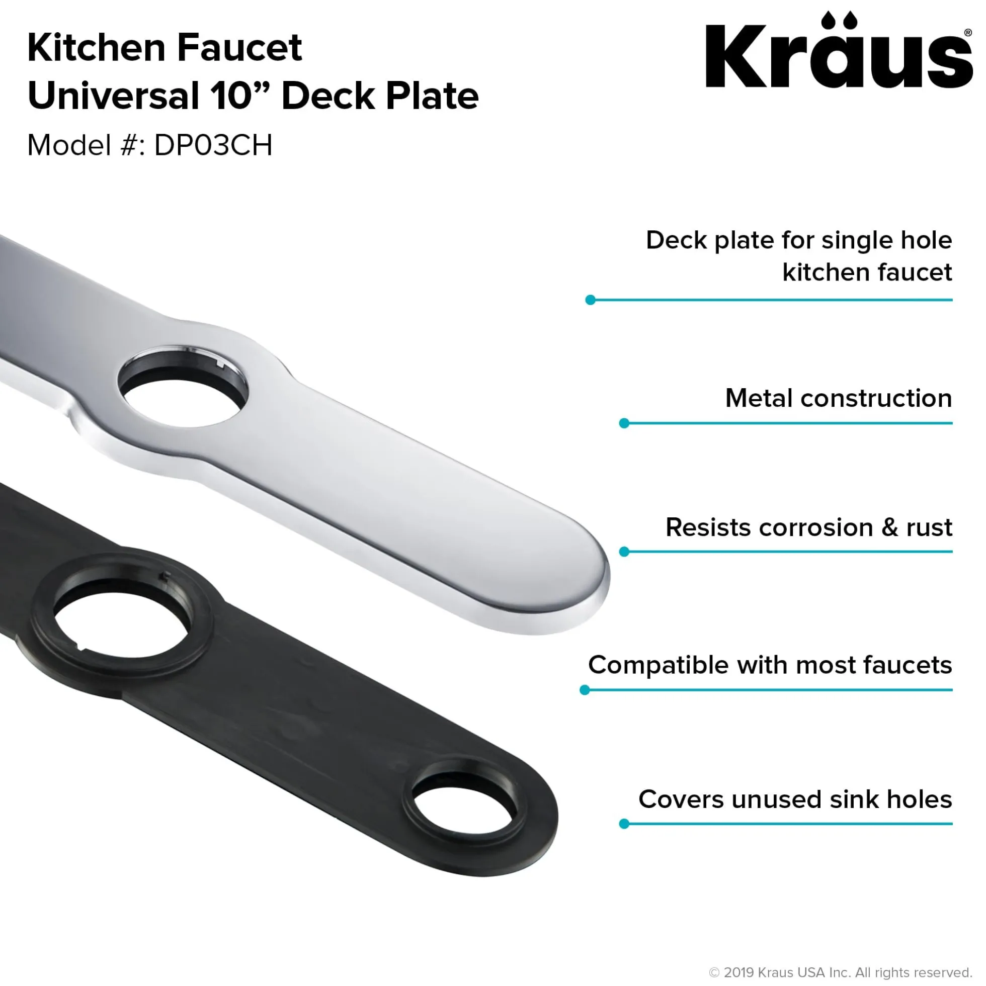 10" Deck Plate for Kitchen Faucet in Chrome