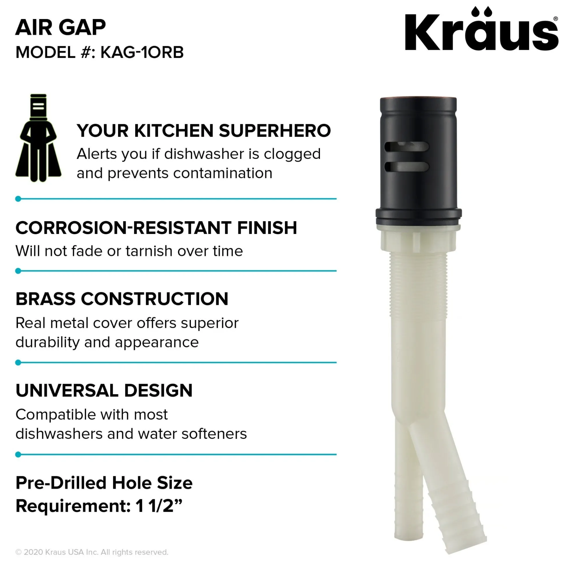 Dishwasher Air Gap in Oil Rubbed Bronze