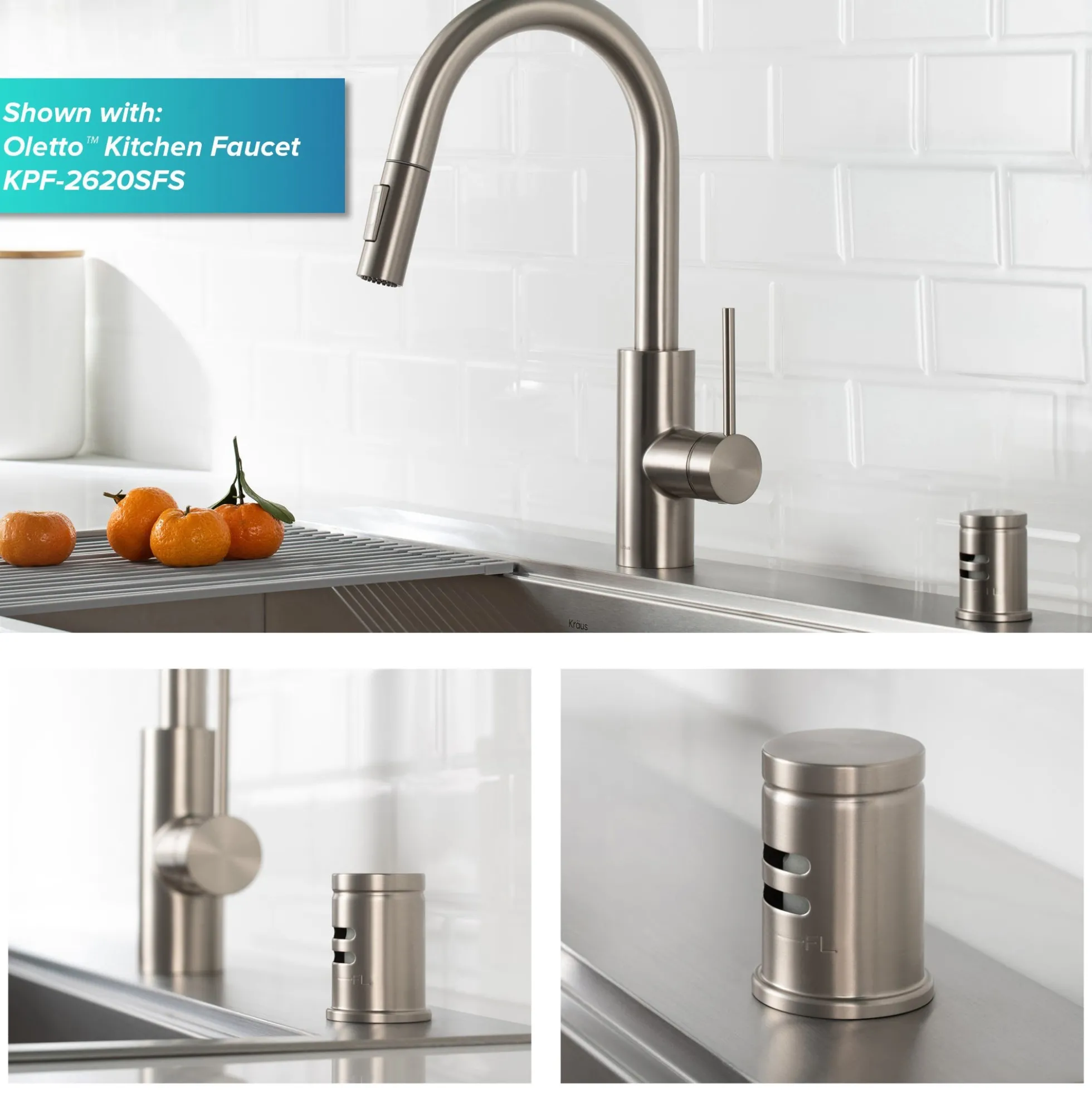 Dishwasher Air Gap in Spot Free all-Brite Stainless Steel