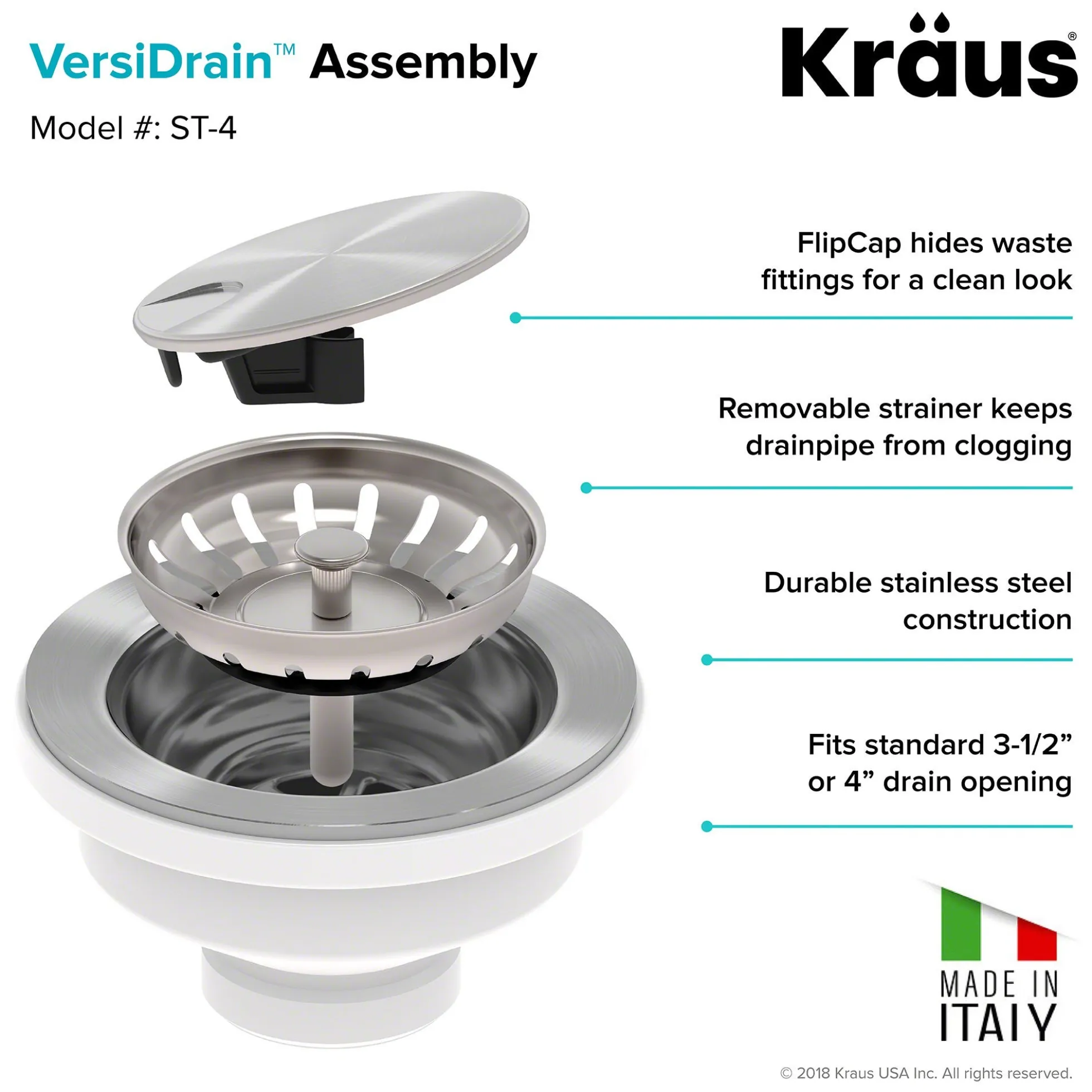 Drain Assembly with FlipCap