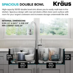 33” Drop In / Top Mount Double Bowl 18-Gauge Stainless Steel Kitchen Sink