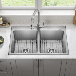 33” Drop In / Top Mount Double Bowl 18-Gauge Stainless Steel Kitchen Sink