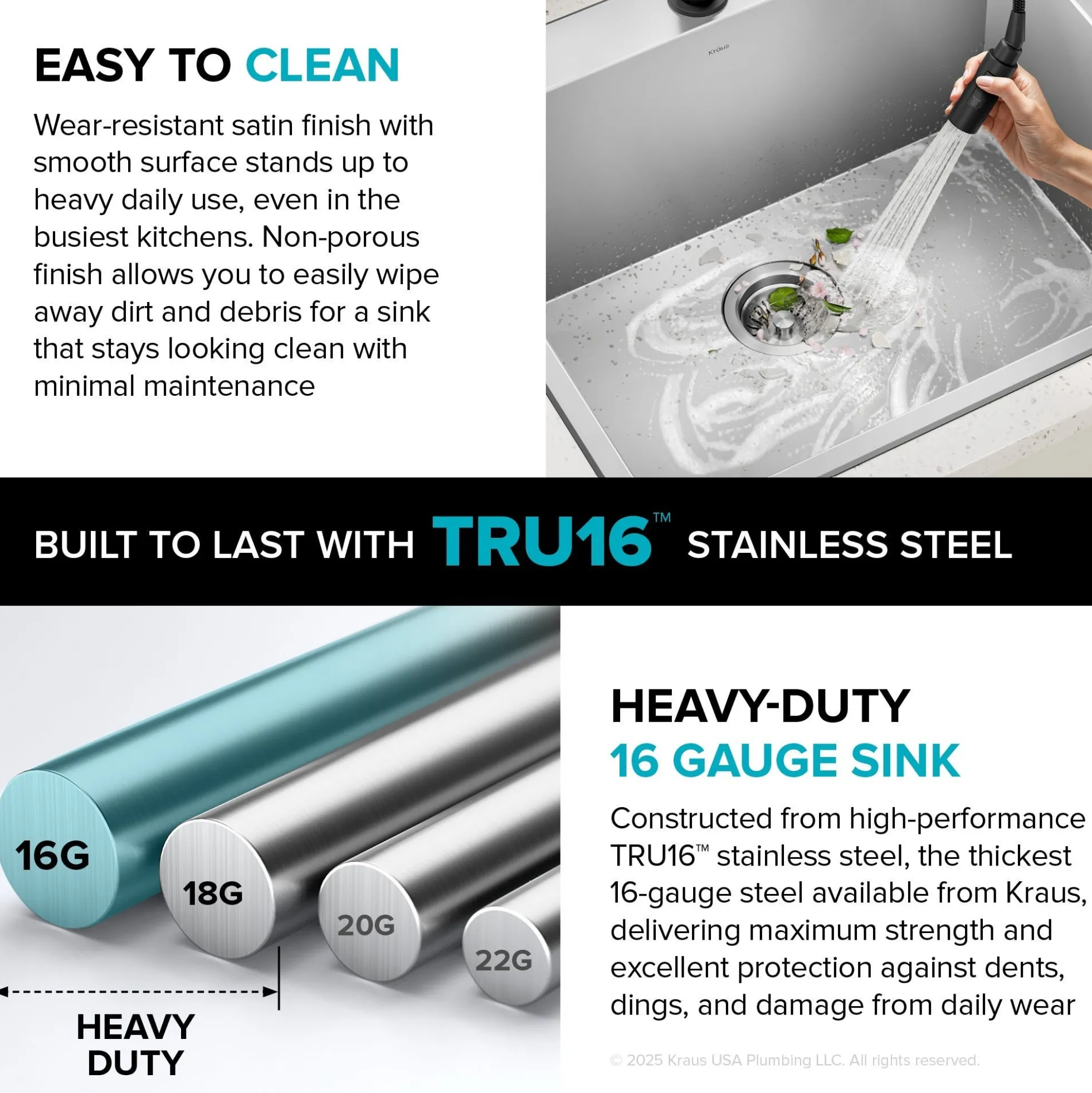 25" Drop In / Top Mount 16 Gauge Deep Laundry Utility Stainless Steel Kitchen Sink