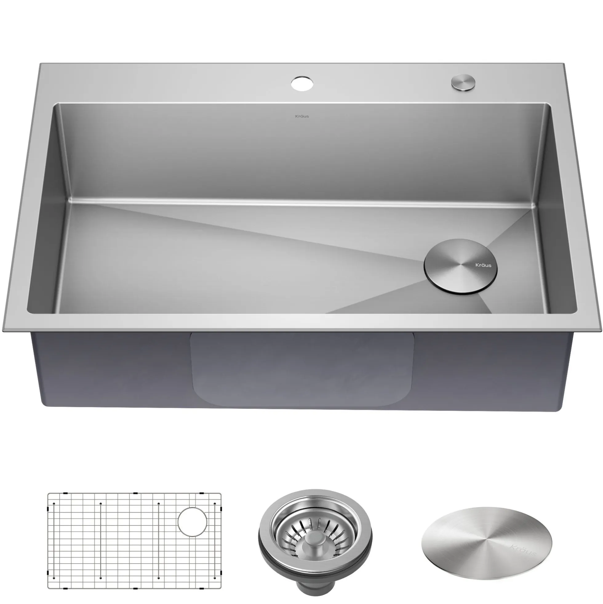 33" Drop-In/Top Mount 18 Gauge Stainless Steel Single Bowl Kitchen Sink