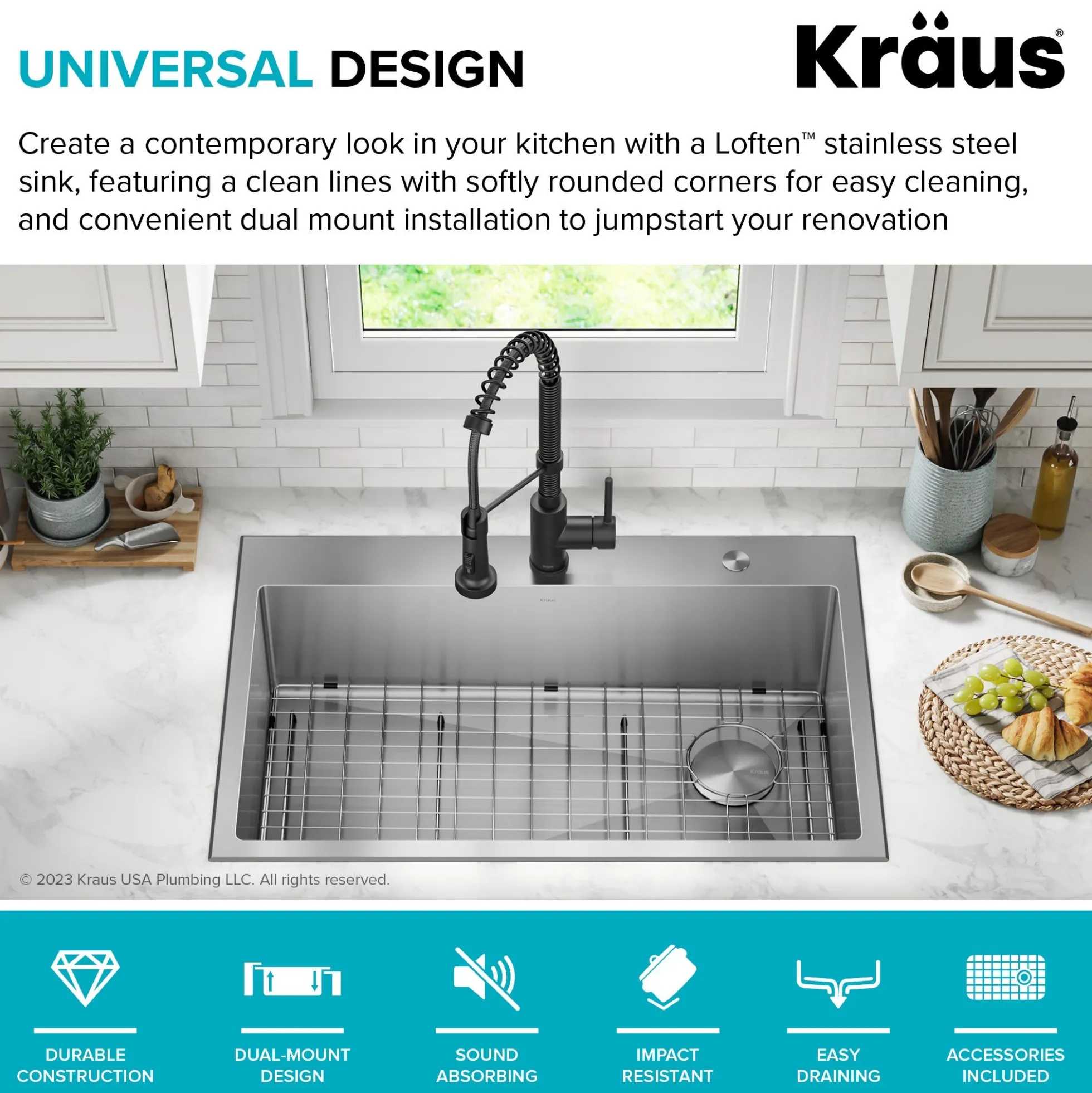 33" Drop-In/Top Mount 18 Gauge Stainless Steel Single Bowl Kitchen Sink