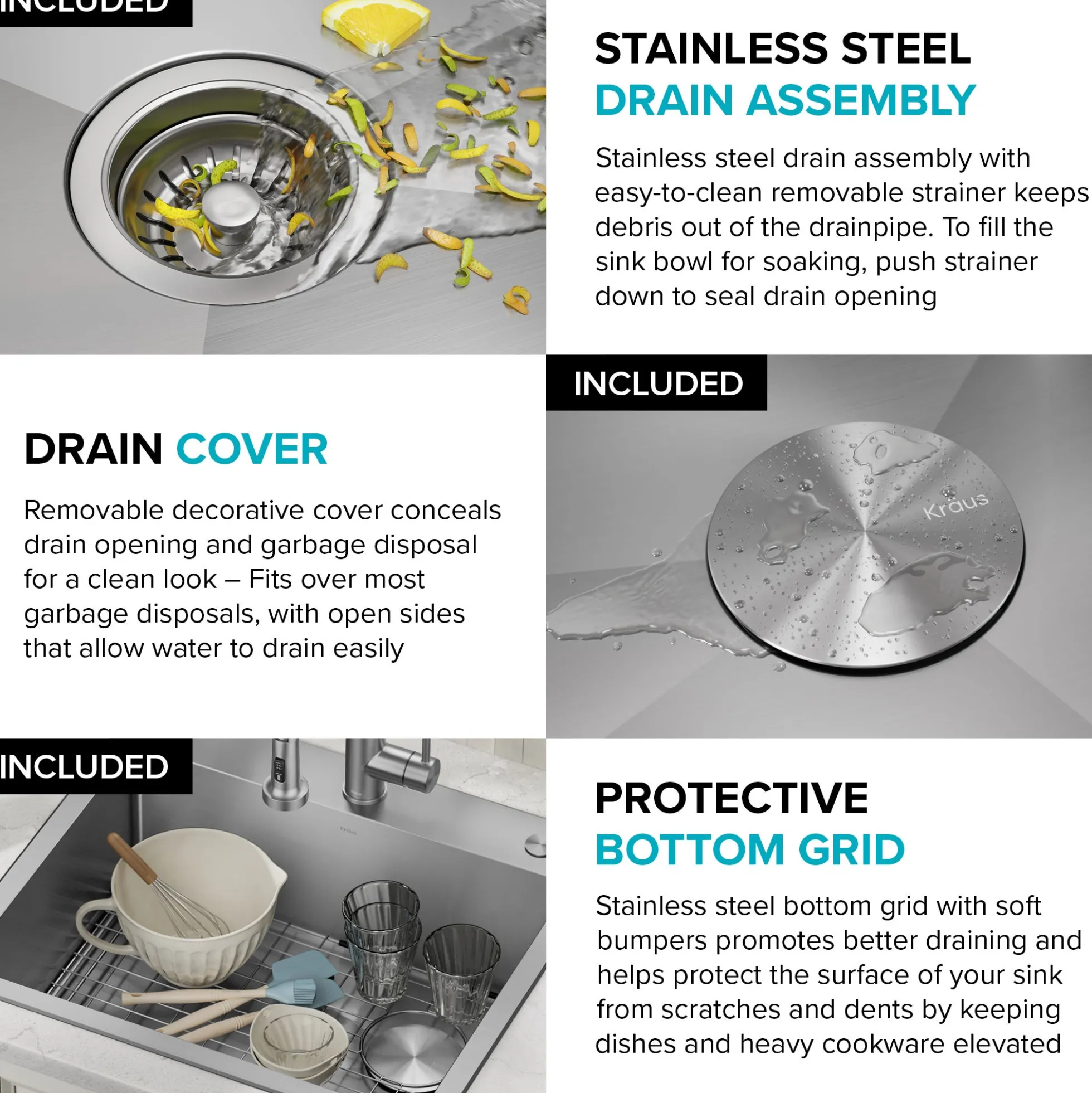 25" Drop-In/Top Mount Kitchen Sink w/ Bolden Commercial Pull-Down Faucet in Spot Free Stainless Steel