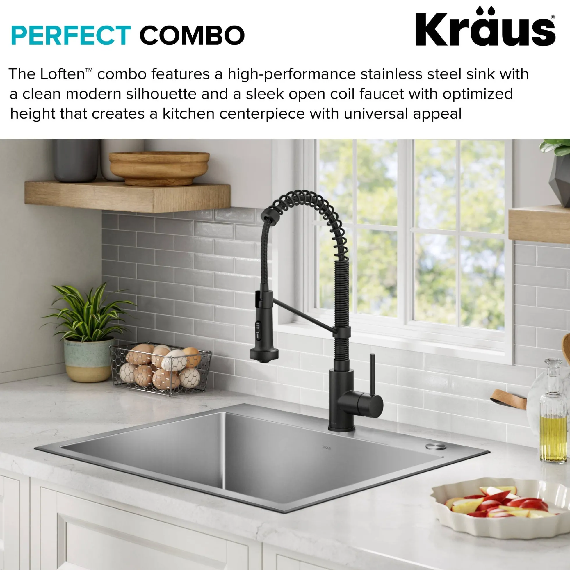 25" Drop-In/Top Mount Kitchen Sink w/ Bolden Commercial Pull-Down Faucet in Matte Black