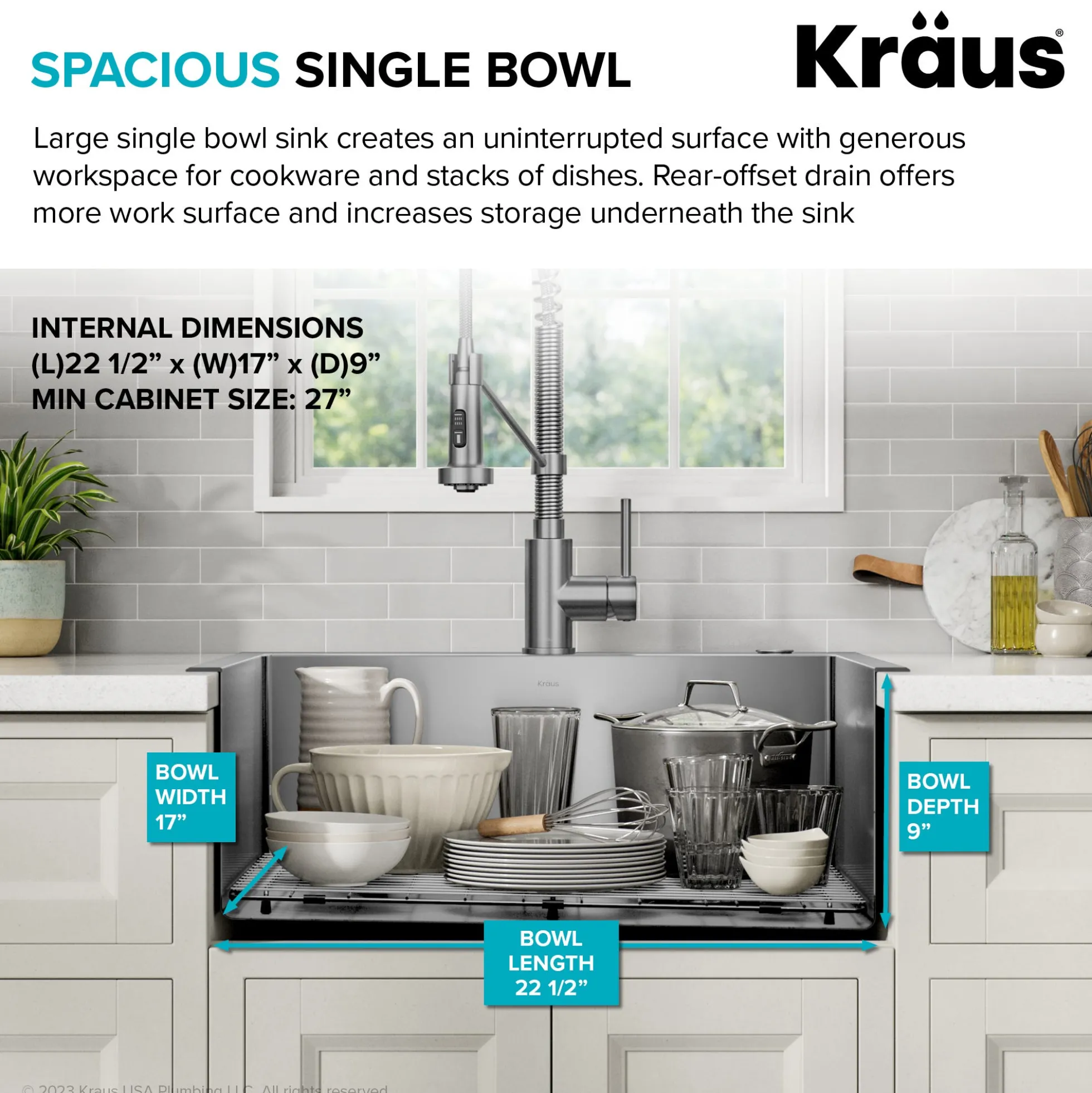 25" Drop-In/Top Mount Kitchen Sink w/ Bolden Commercial Pull-Down Faucet in Chrome