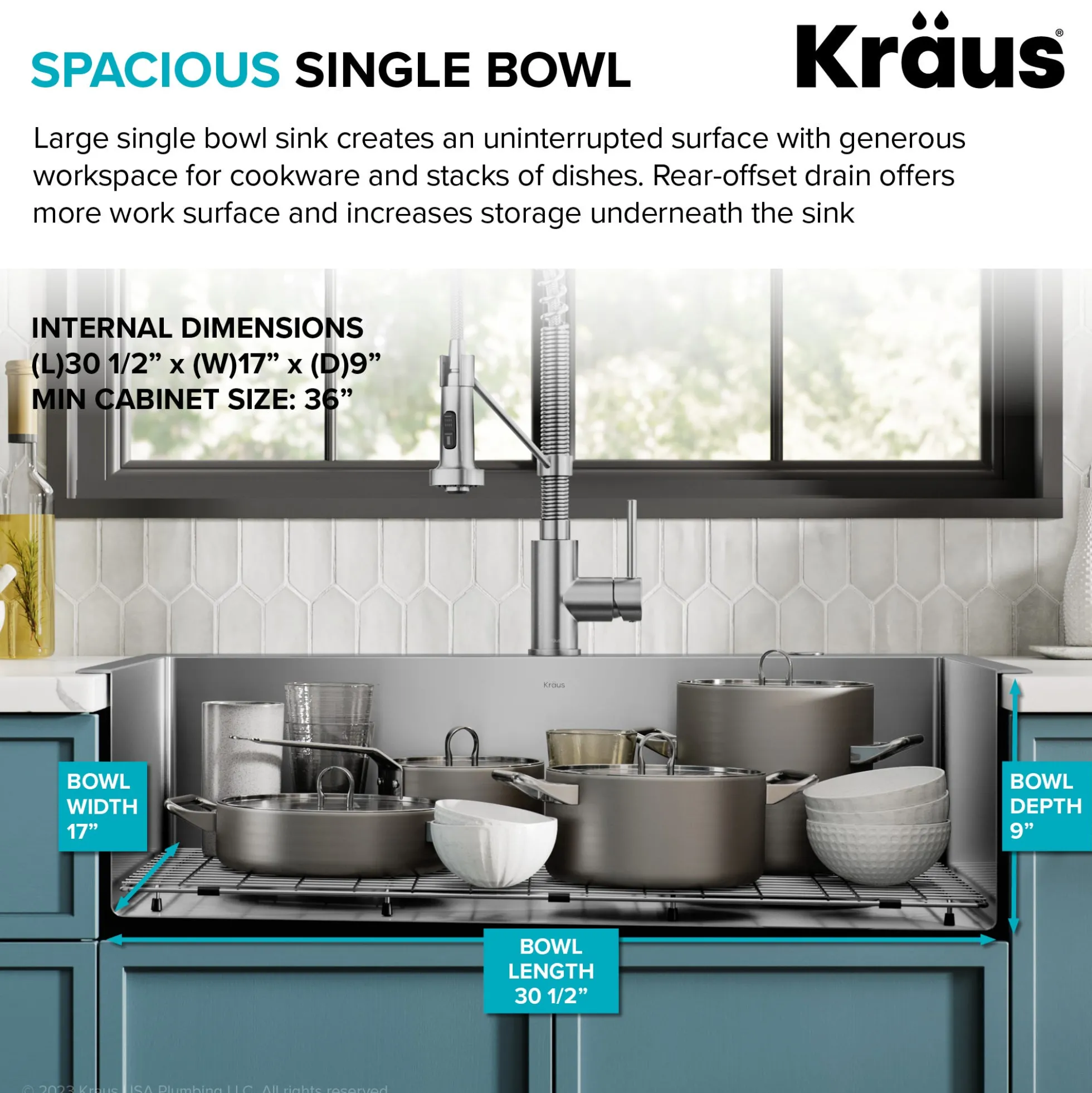 33" Drop-In/Top Mount Kitchen Sink w/ Bolden Commercial Pull-Down Faucet in Spot Free Stainless Steel/Matte Black