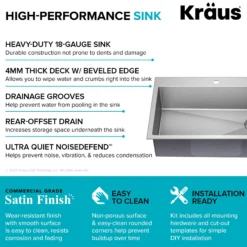 33" Drop-In/Top Mount Kitchen Sink w/ Bolden Commercial Pull-Down Faucet in Spot Free Stainless Steel