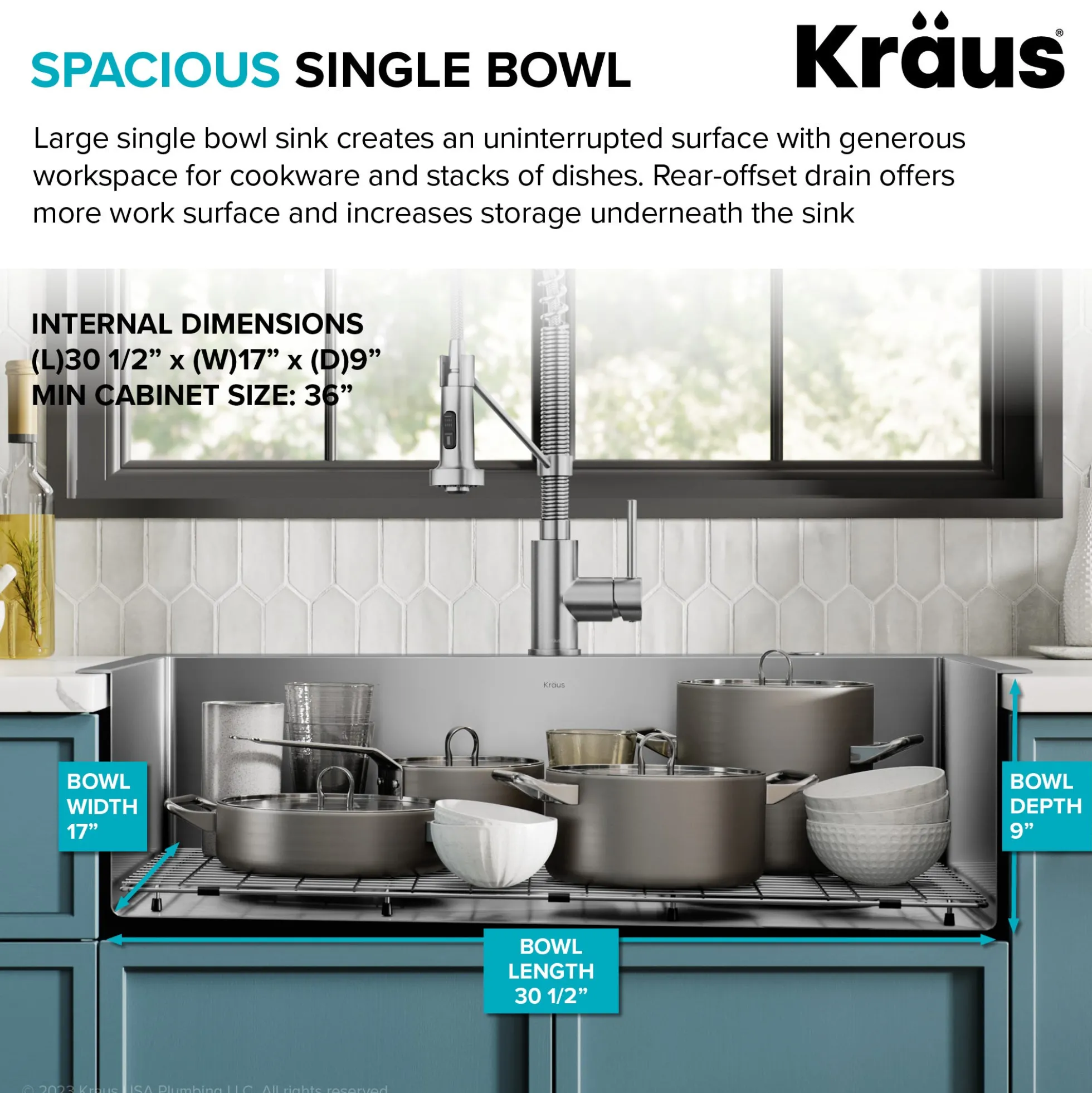 33" Drop-In/Top Mount Kitchen Sink w/ Bolden Commercial Pull-Down Faucet in Spot Free Stainless Steel