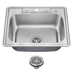 25” Drop In / Top Mount Single Bowl 18-Gauge Stainless Steel Kitchen Sink
