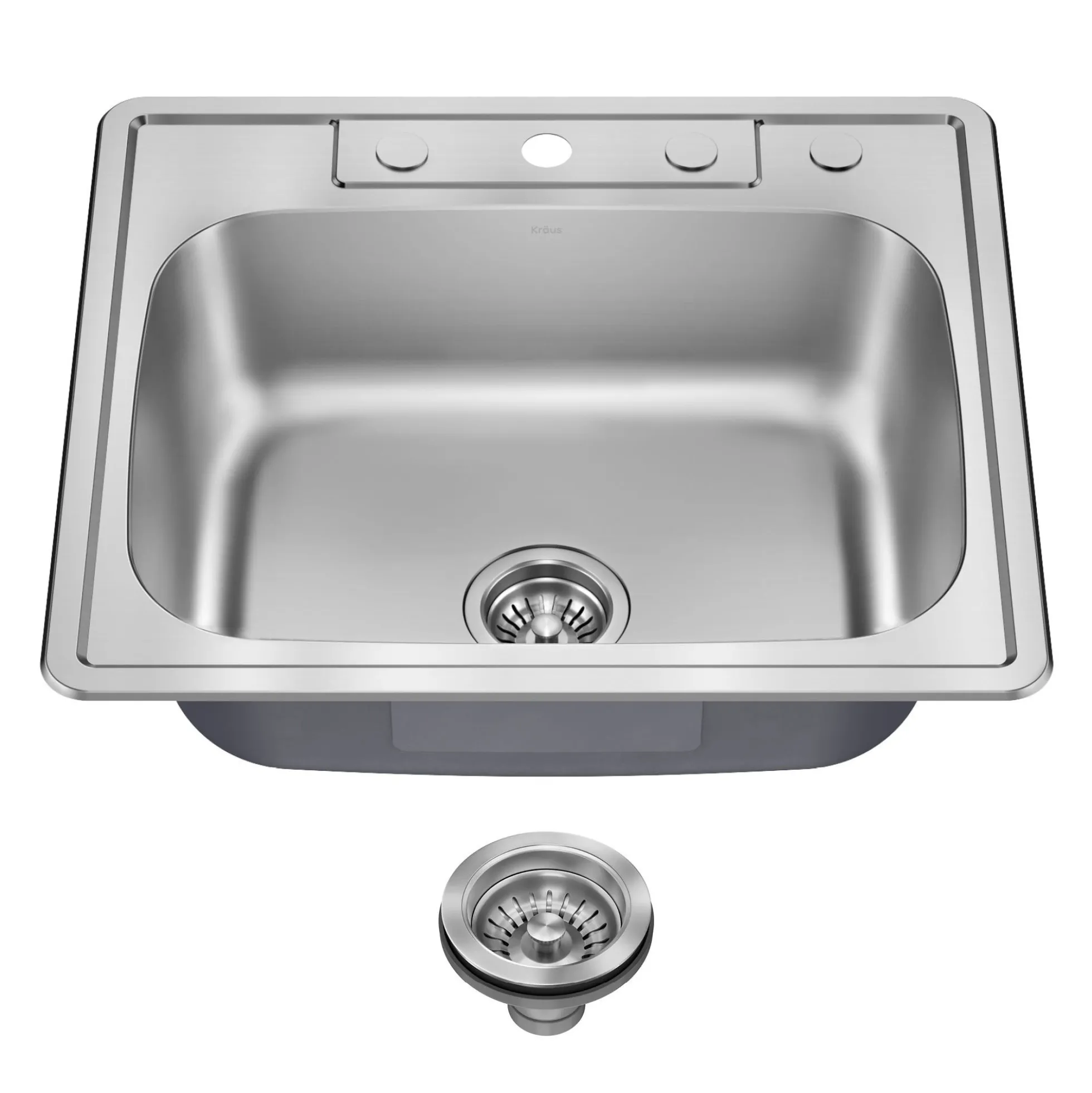 25” Drop In / Top Mount Single Bowl 18-Gauge Stainless Steel Kitchen Sink