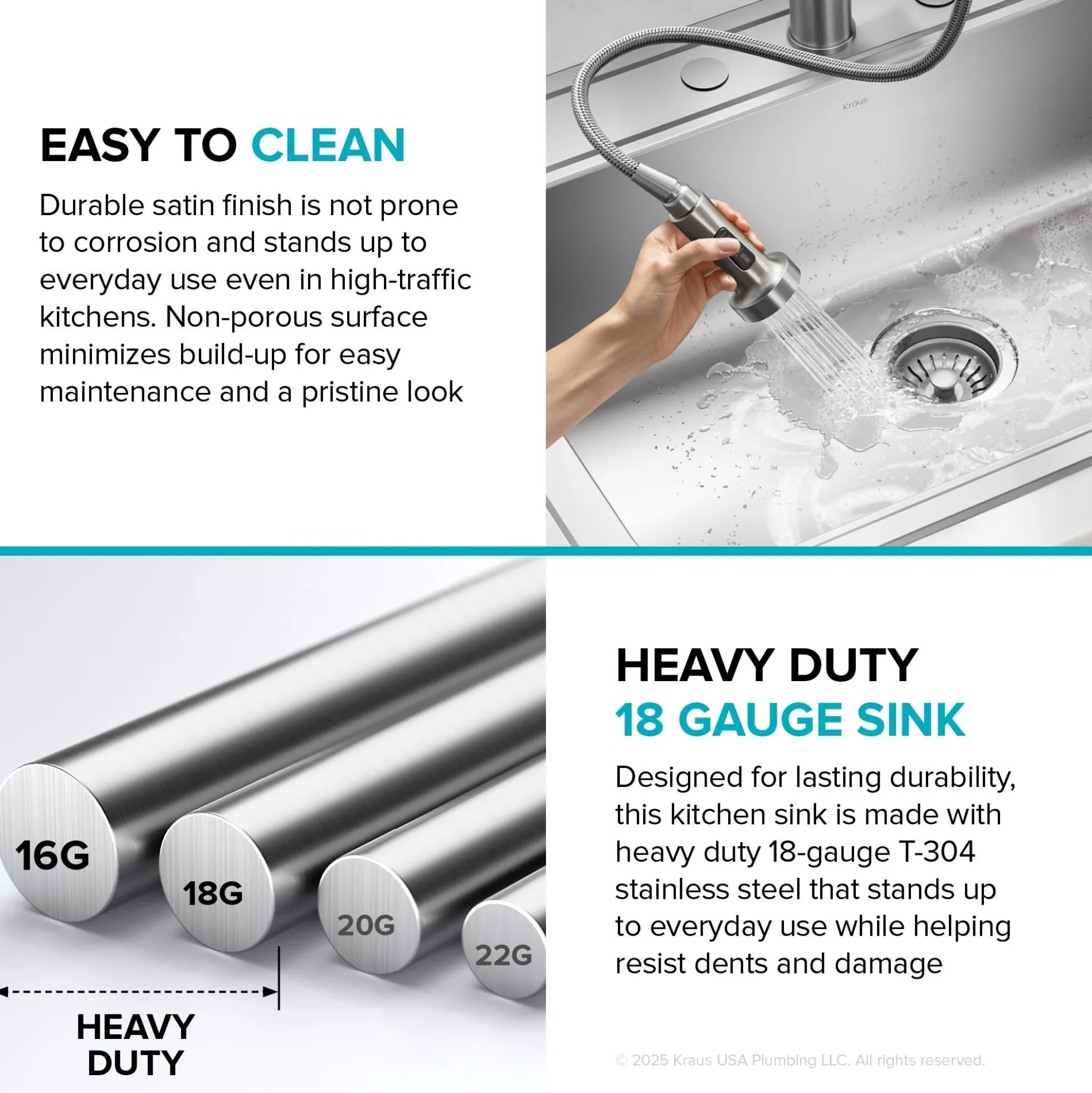 25” Drop In / Top Mount Single Bowl 18-Gauge Stainless Steel Kitchen Sink