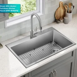 33” Drop In / Top Mount Single Bowl 18-Gauge Stainless Steel Kitchen Sink