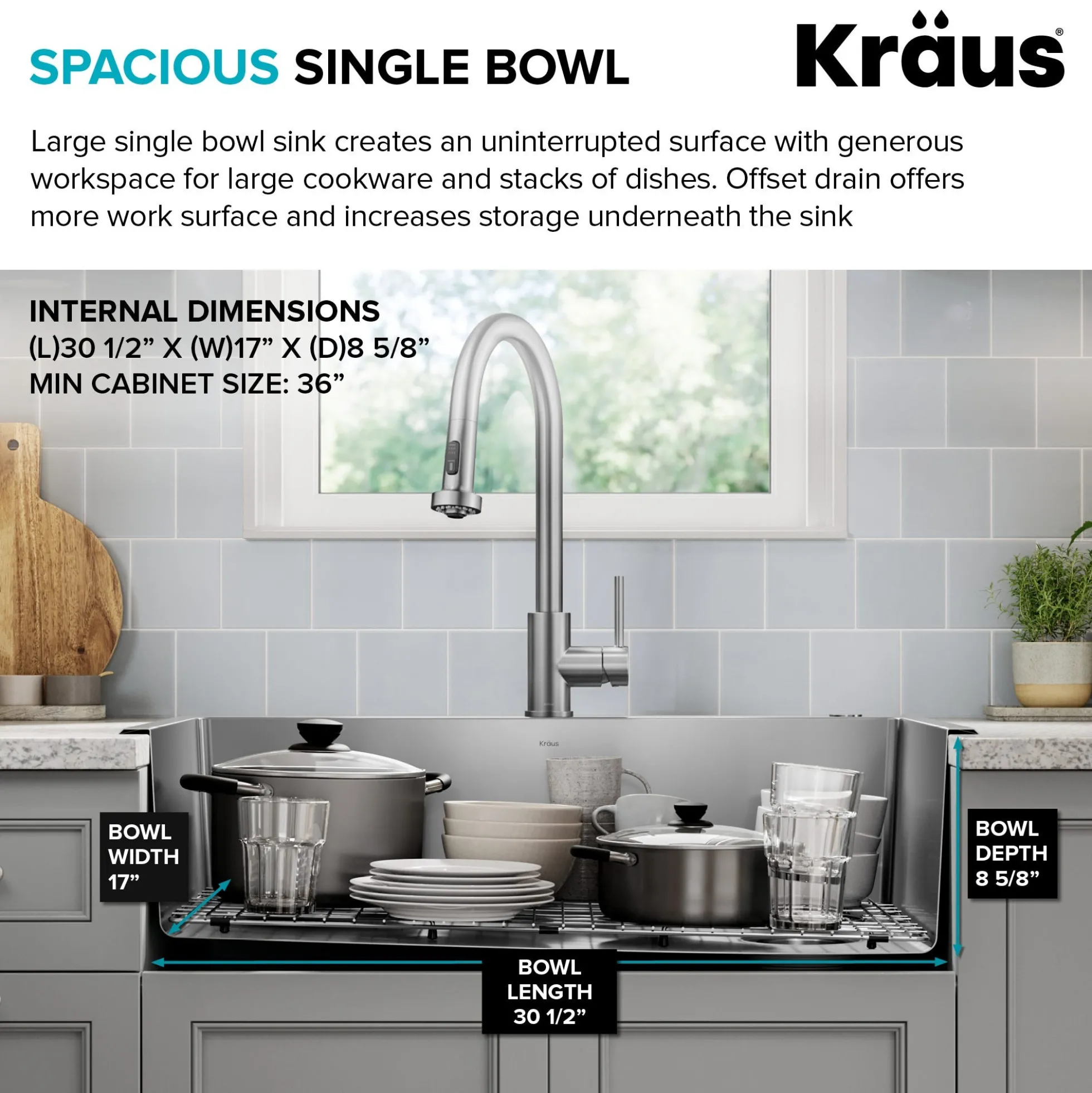 33” Drop In / Top Mount Single Bowl 18-Gauge Stainless Steel Kitchen Sink