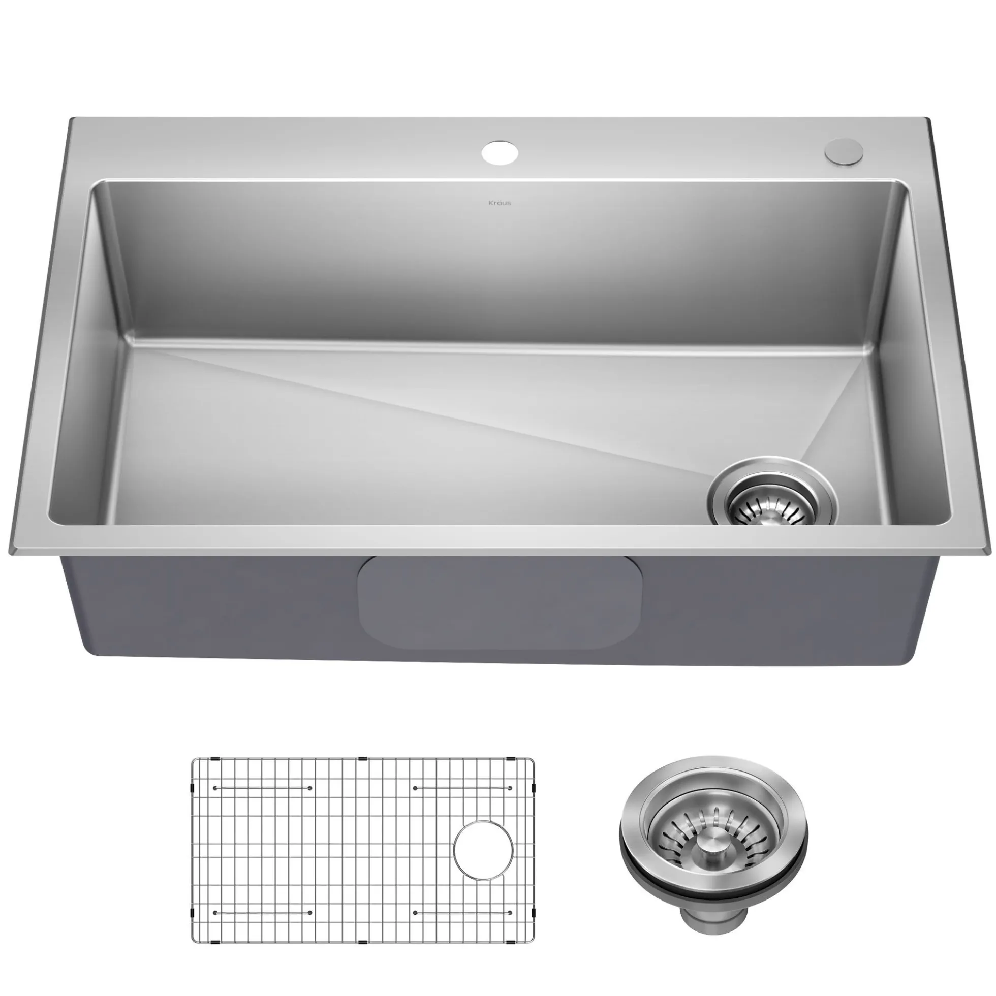 33” Drop In / Top Mount Single Bowl 18-Gauge Stainless Steel Kitchen Sink