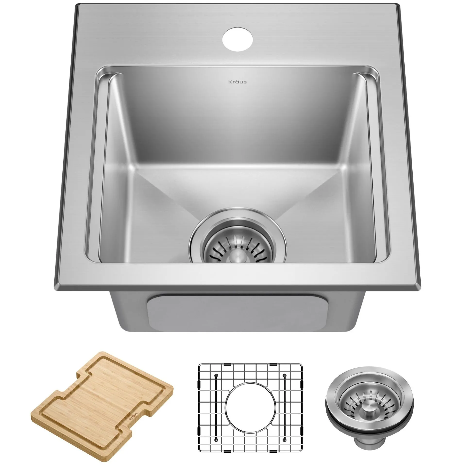 15”Drop In / Top Mount Workstation Single Bowl 18-GaugeStainless SteelBarKitchen Sinkwith Accessories