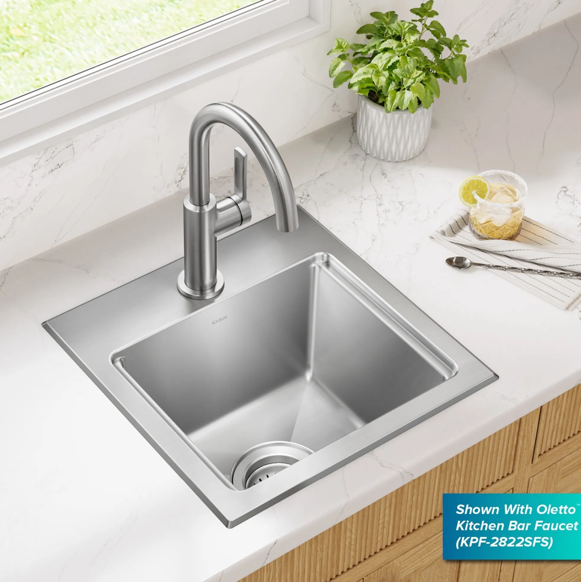 15”Drop In / Top Mount Workstation Single Bowl 18-GaugeStainless SteelBarKitchen Sinkwith Accessories