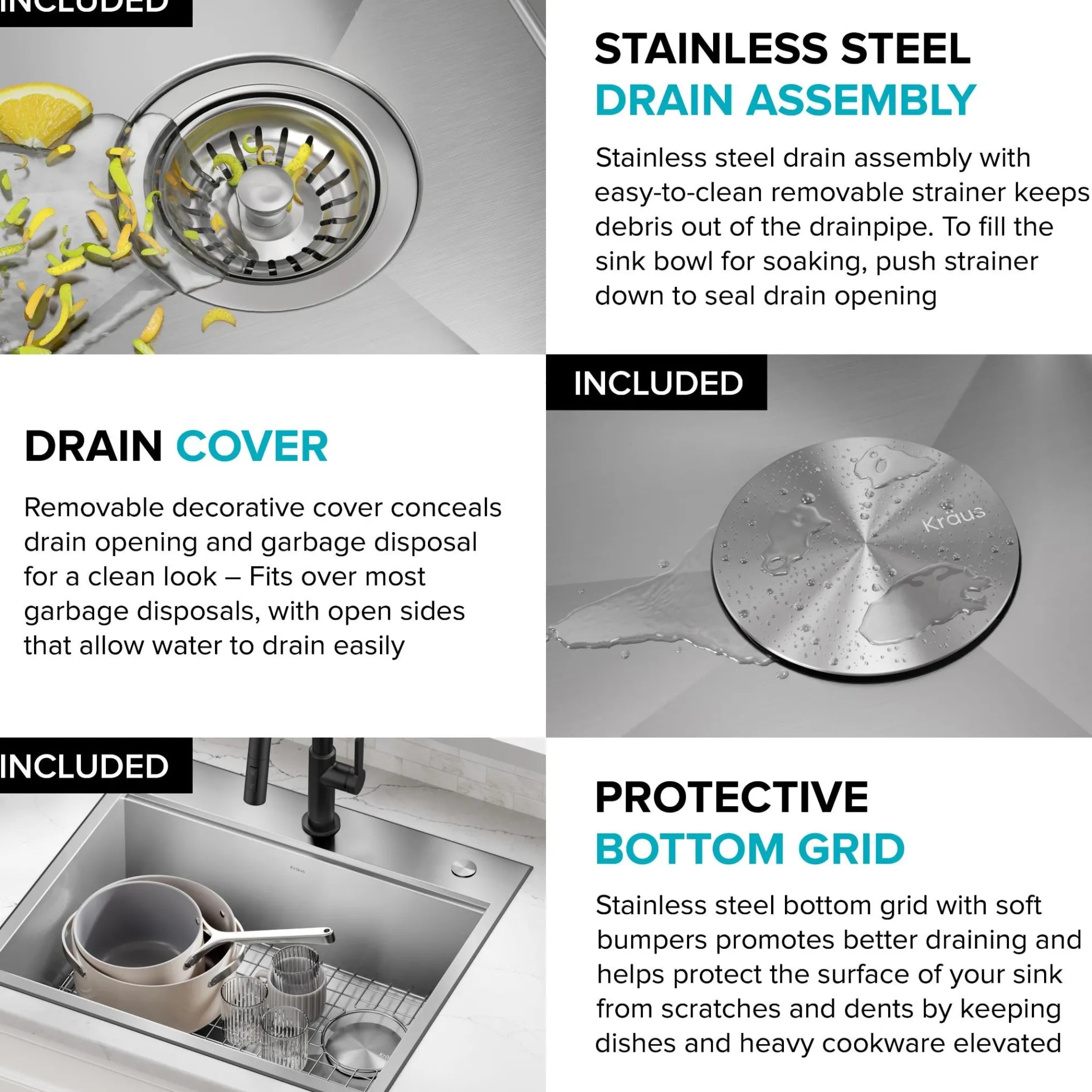 25" Drop In / Top Mount Workstation 16 Gauge Single Bowl Stainless Steel Kitchen Sink with Accessories
