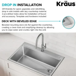 33” Drop In / Top MountWorkstationSingle Bowl18-GaugeStainless SteelKitchen Sinkwith Accessories