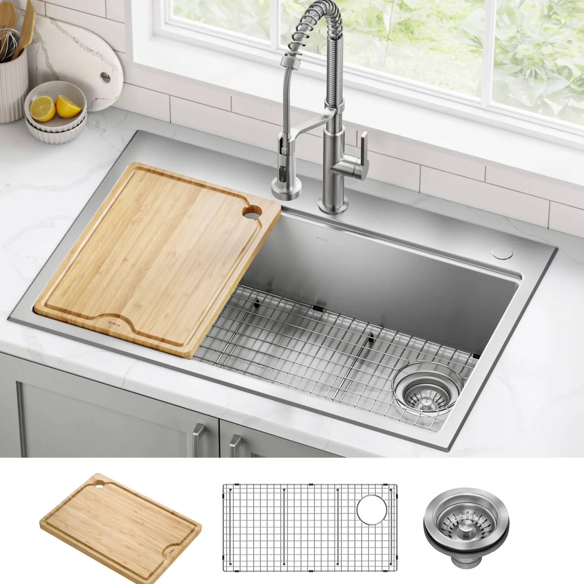 33” Drop In / Top MountWorkstationSingle Bowl18-GaugeStainless SteelKitchen Sinkwith Accessories