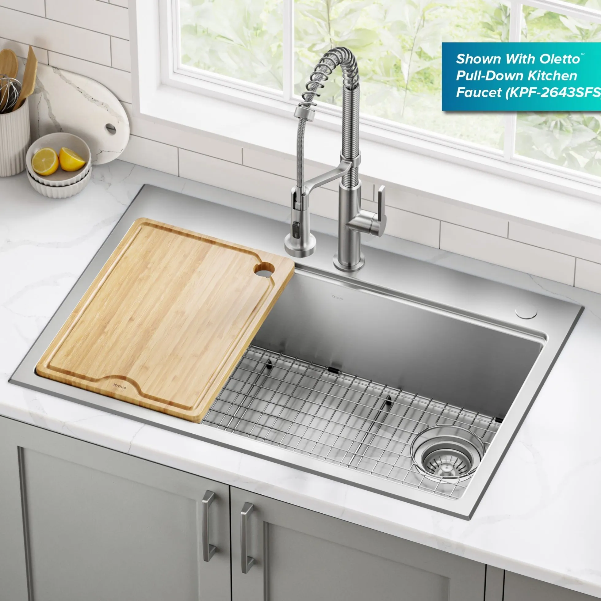 33” Drop In / Top MountWorkstationSingle Bowl18-GaugeStainless SteelKitchen Sinkwith Accessories
