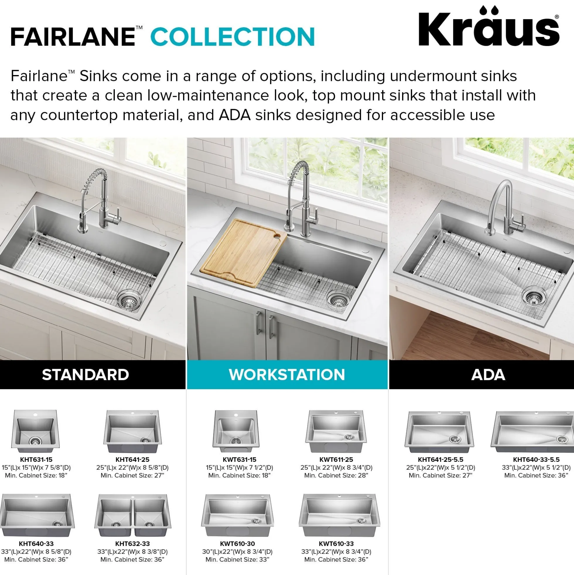 33” Drop In / Top MountWorkstationSingle Bowl18-GaugeStainless SteelKitchen Sinkwith Accessories