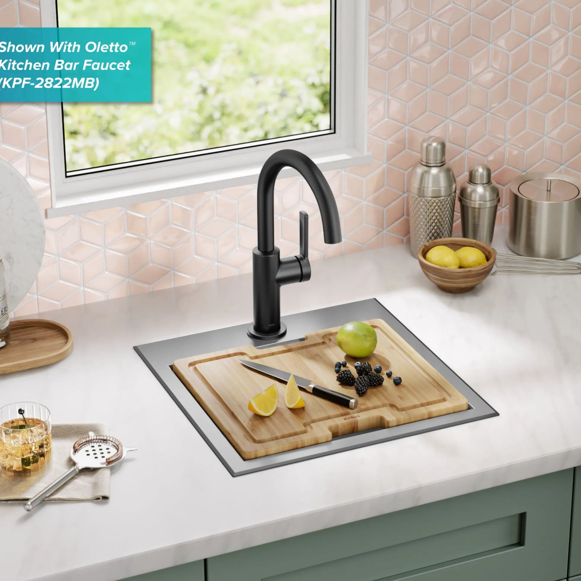 15" Drop In / Top Mount Workstation 16 Gauge Single Bowl Stainless Steel Bar Kitchen Sink with Accessories