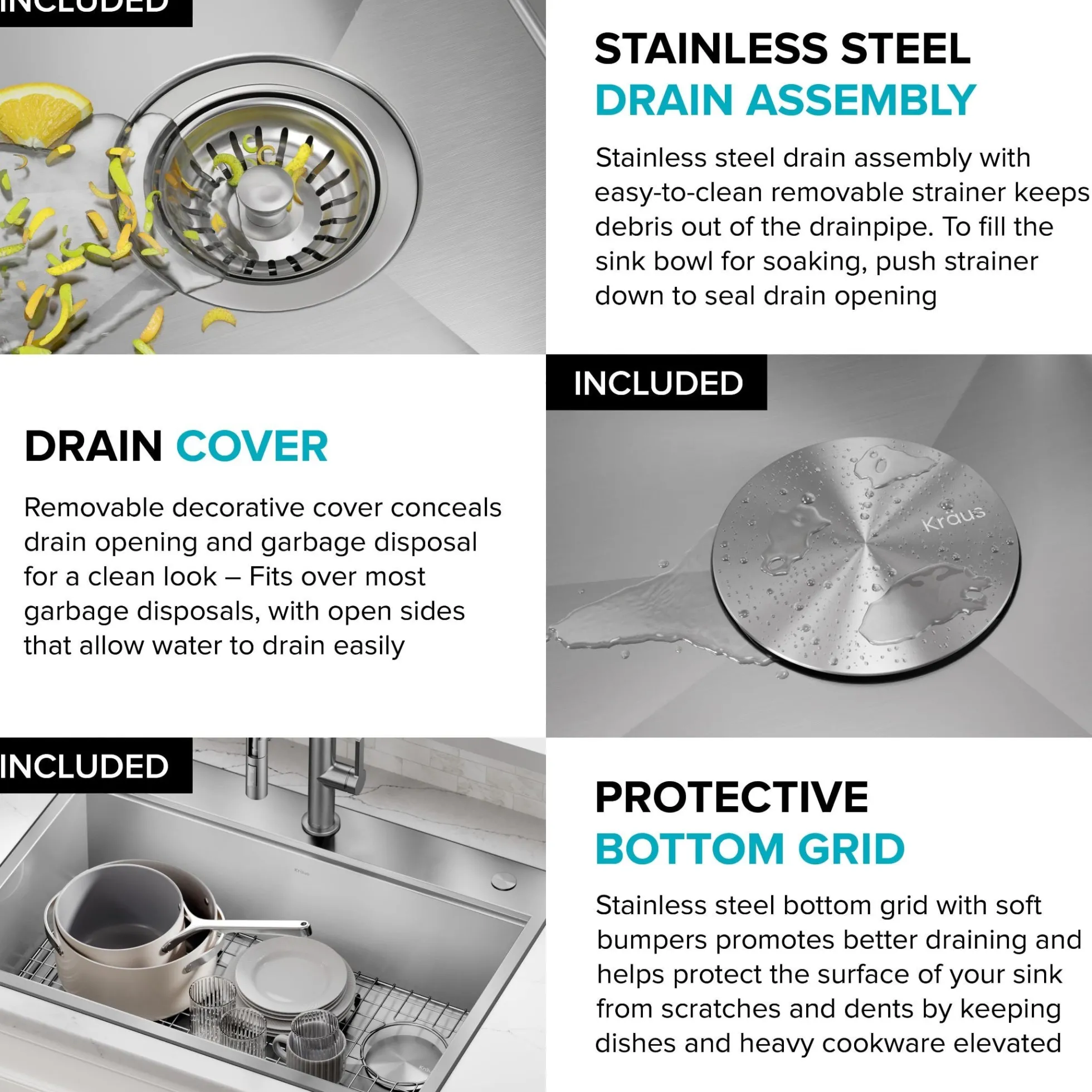30" Drop In / Top Mount Workstation 16 Gauge 50/50 Double Bowl Stainless Steel Kitchen Sink with Accessories