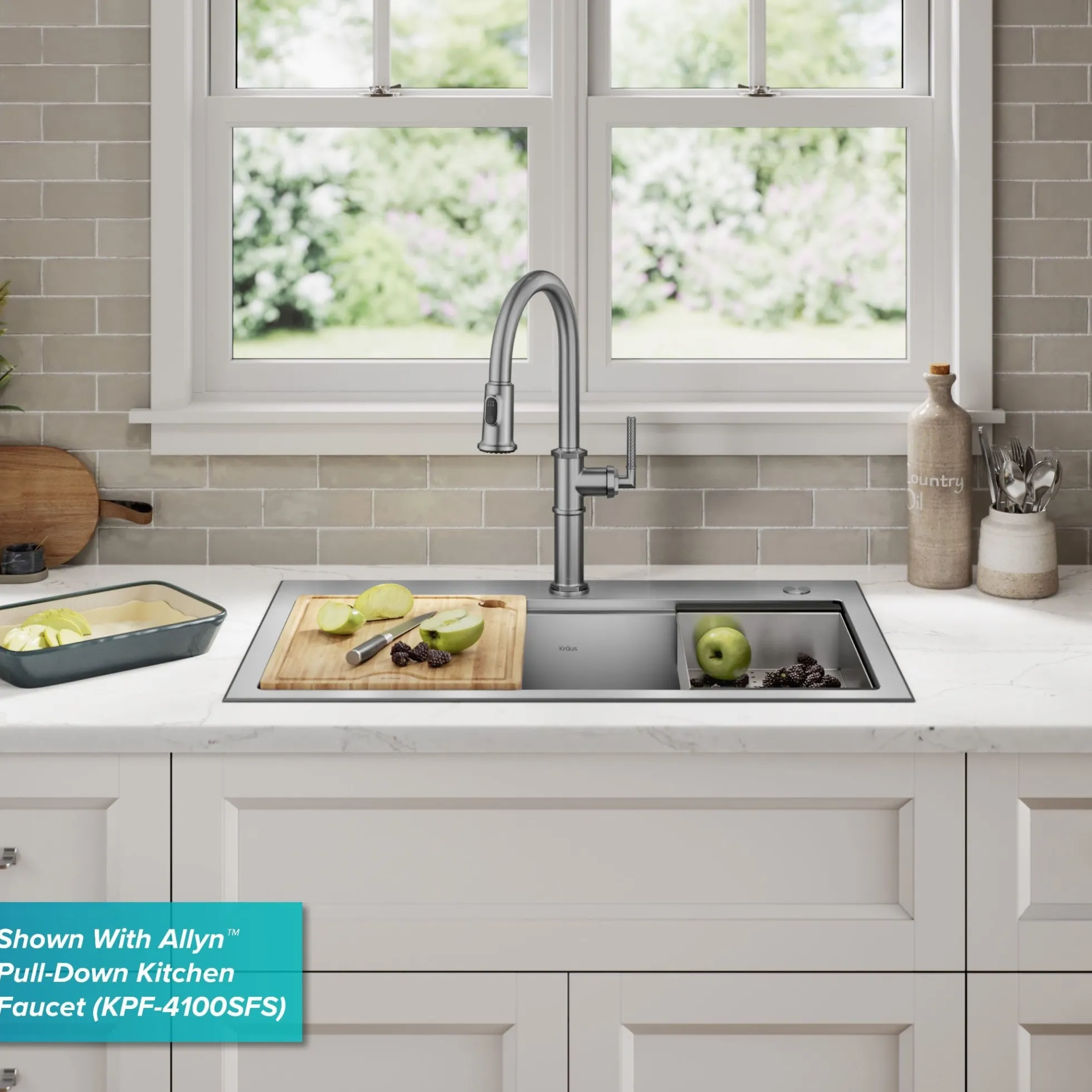 30" Drop In / Top Mount Workstation 16 Gauge 50/50 Double Bowl Stainless Steel Kitchen Sink with Accessories