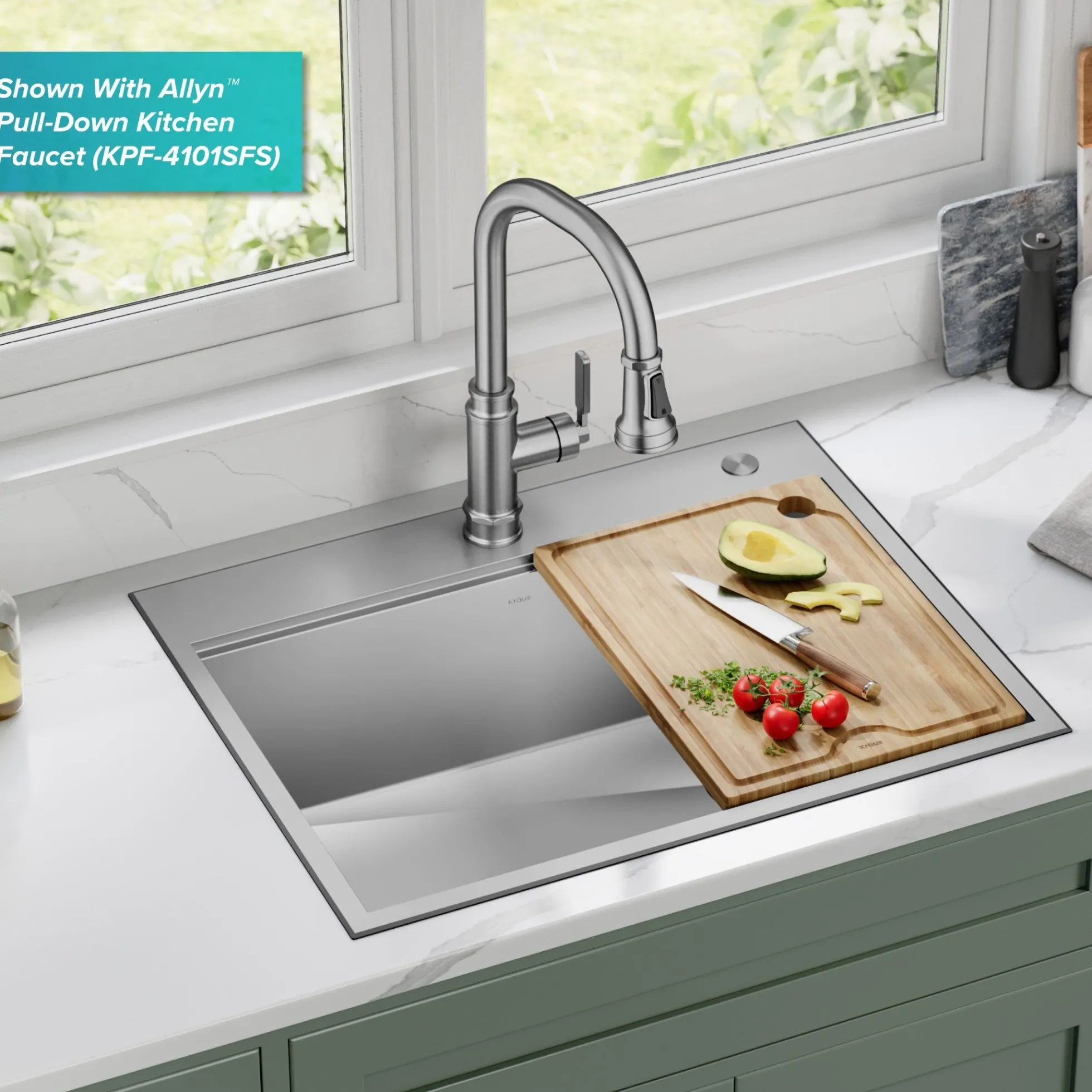 28" Drop In / Top Mount Workstation 16 Gauge Single Bowl Stainless Steel Kitchen Sink with Accessories