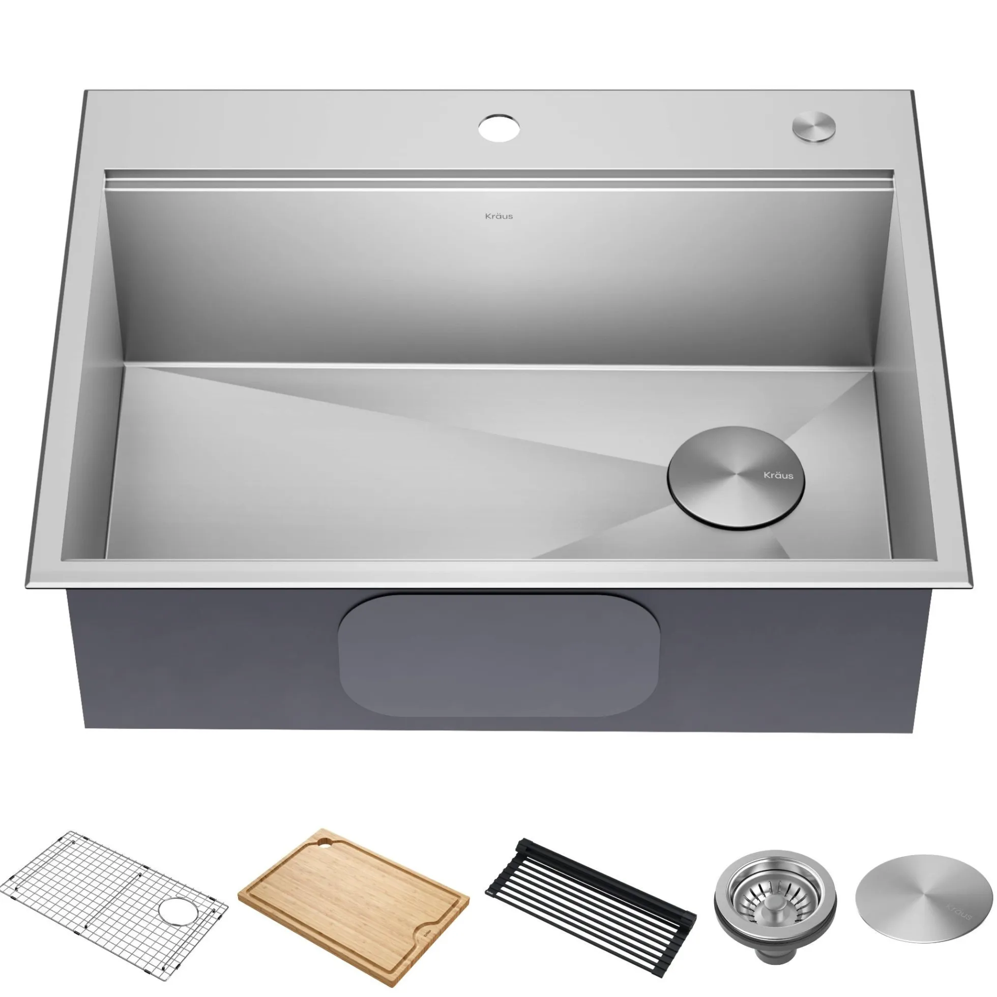 28" Drop In / Top Mount Workstation 16 Gauge Single Bowl Stainless Steel Kitchen Sink with Accessories