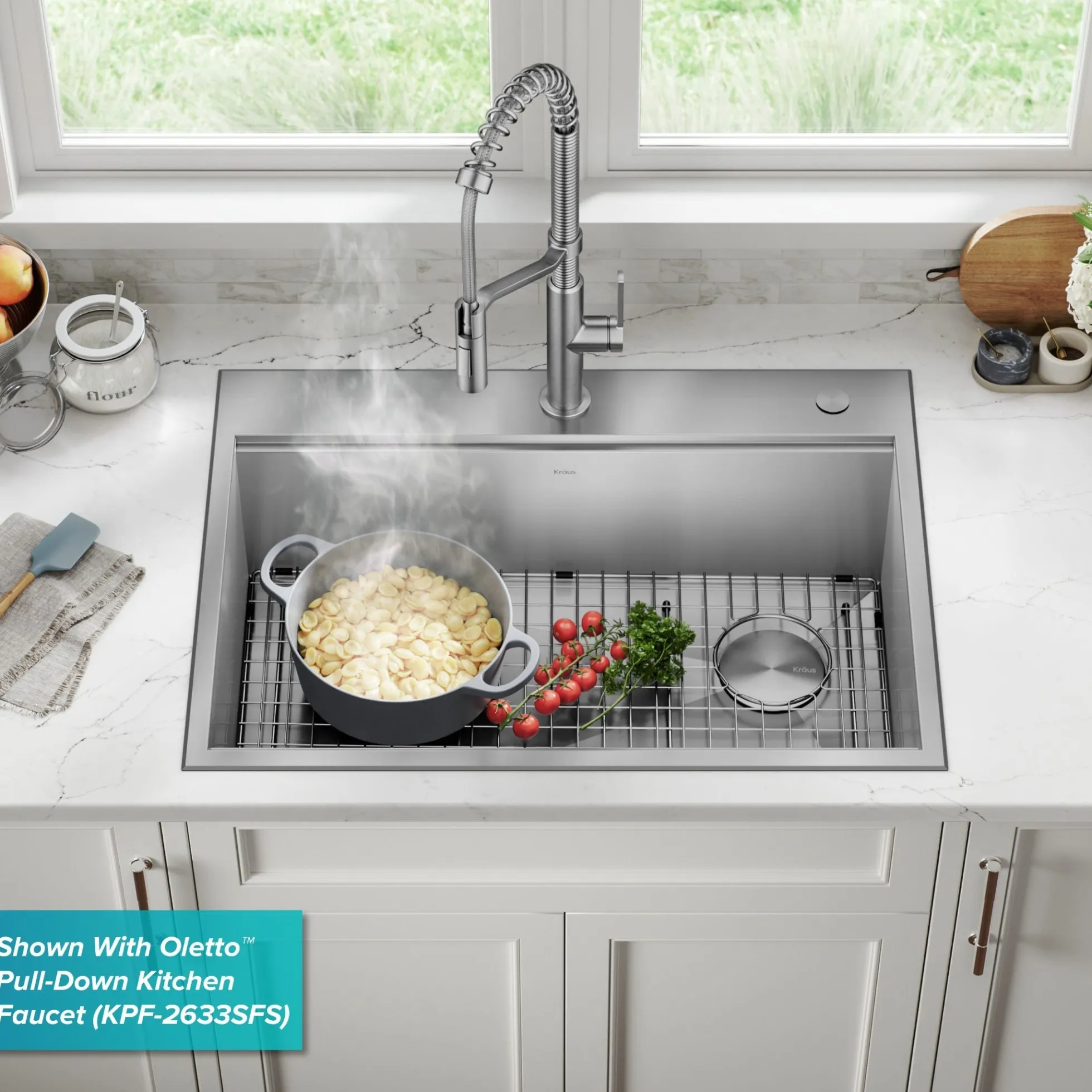 28" Drop In / Top Mount Workstation 16 Gauge Single Bowl Stainless Steel Kitchen Sink with Accessories