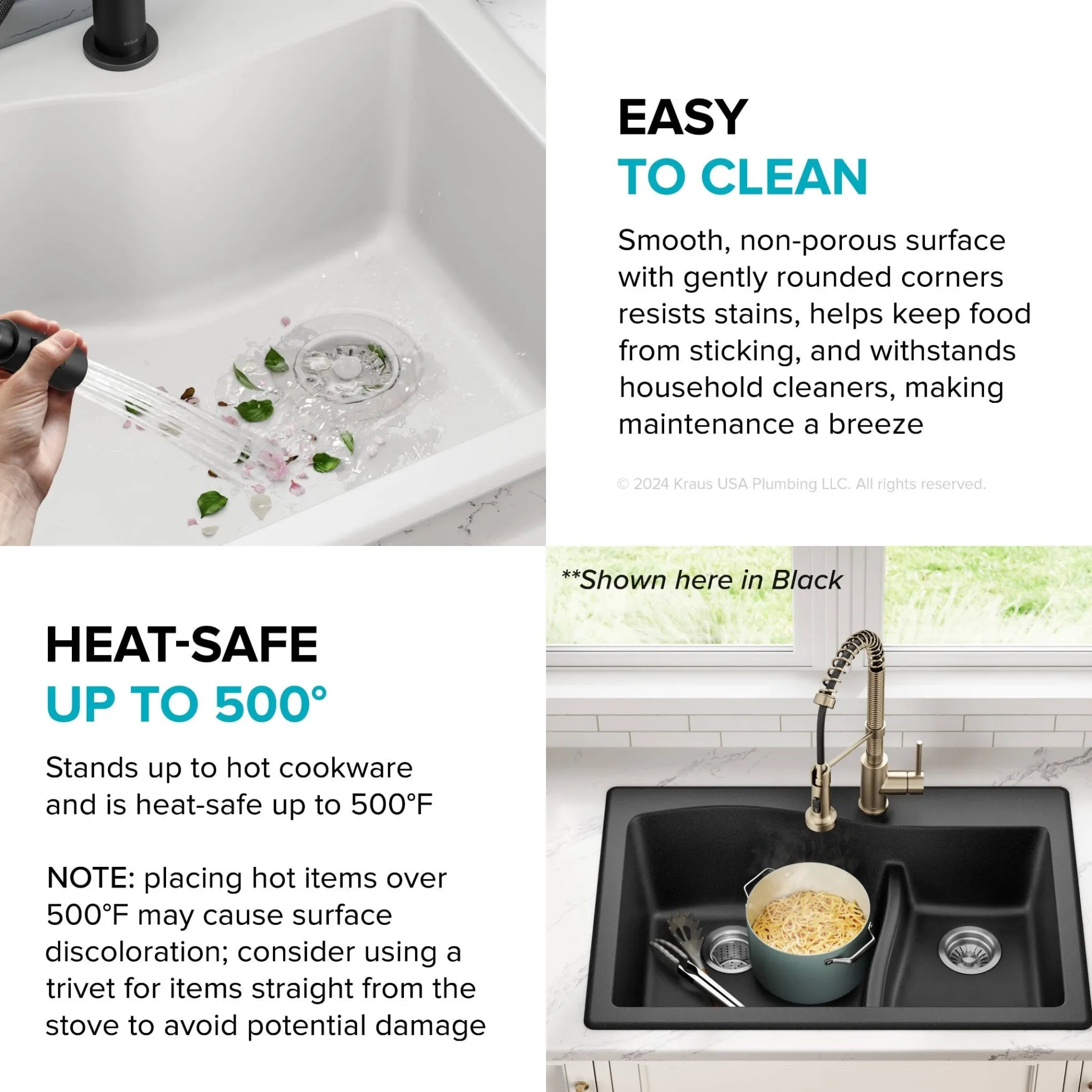33” Drop-In / Undermount 60/40 Double Bowl Granite Kitchen Sink in White