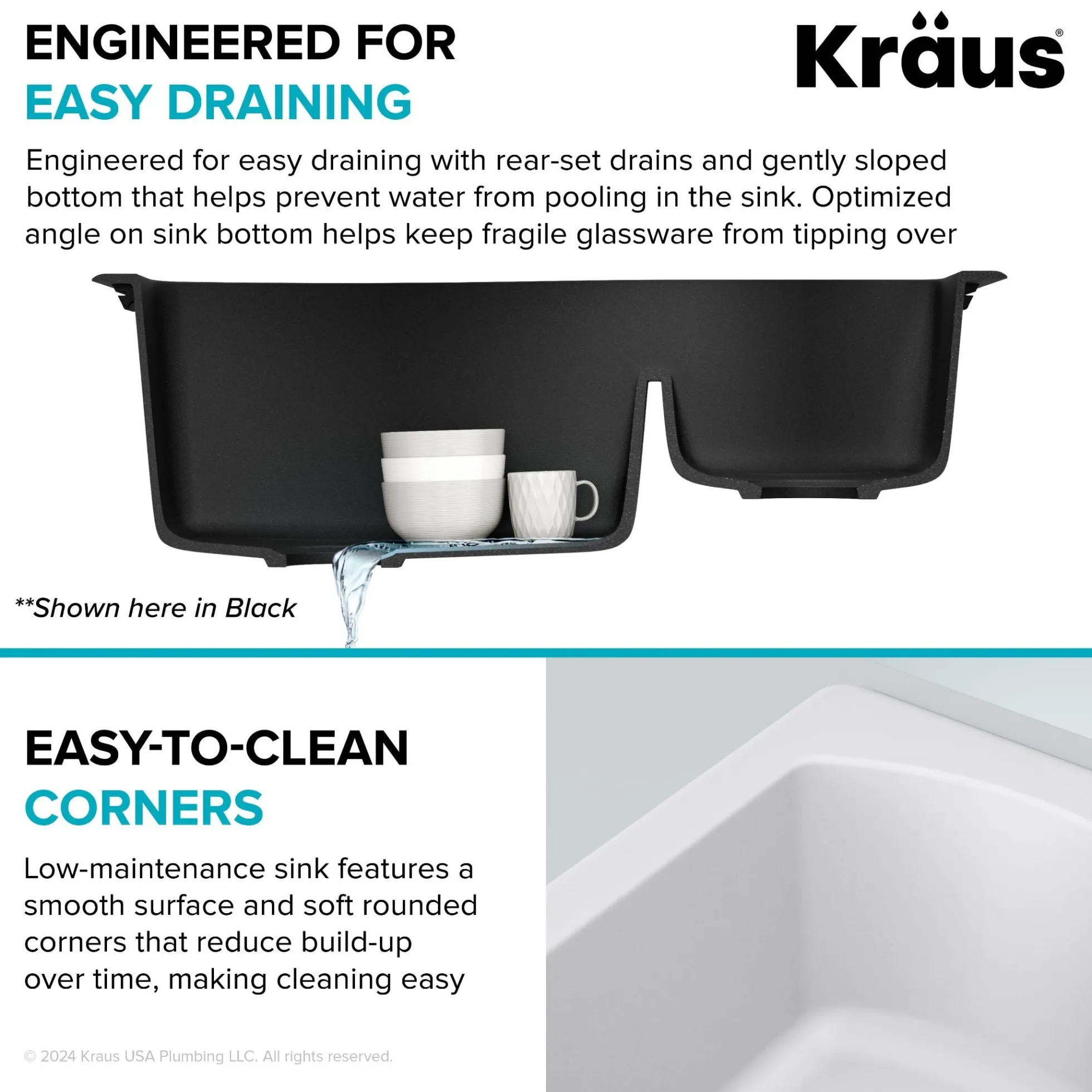 33” Drop-In / Undermount 60/40 Double Bowl Granite Kitchen Sink in White