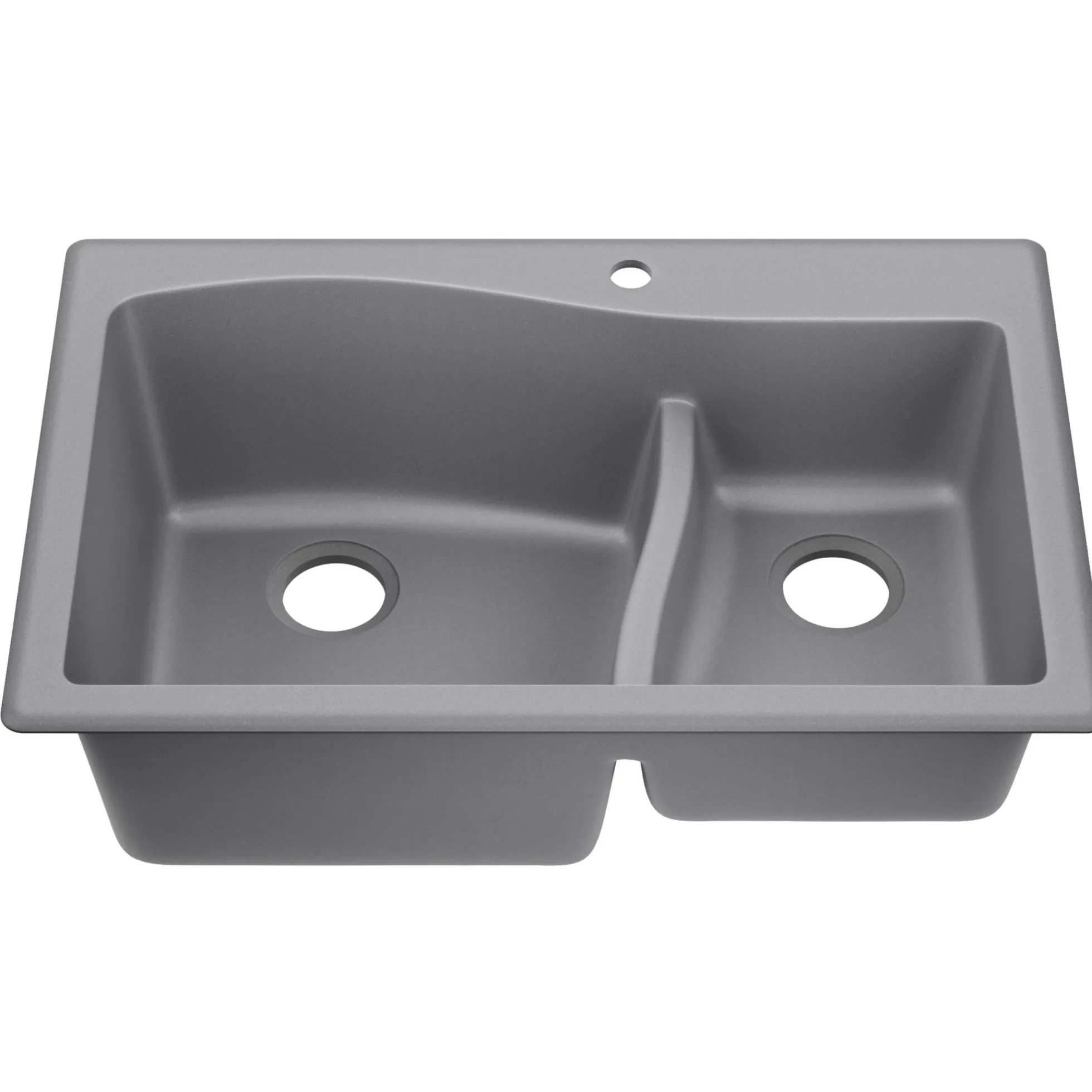 33” Drop-In / Undermount 60/40 Double Bowl Granite Kitchen Sink in Grey