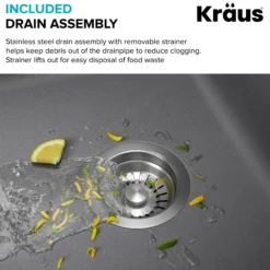33” Drop In / Undermount 60/40 Double Bowl Granite Kitchen Sink in Grey