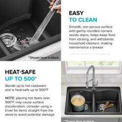 33” Drop In / Undermount 50/50 Double Bowl Granite Kitchen Sink in Grey