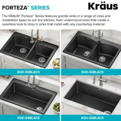 33” Drop In / Undermount 50/50 Double Bowl Granite Kitchen Sink in Grey