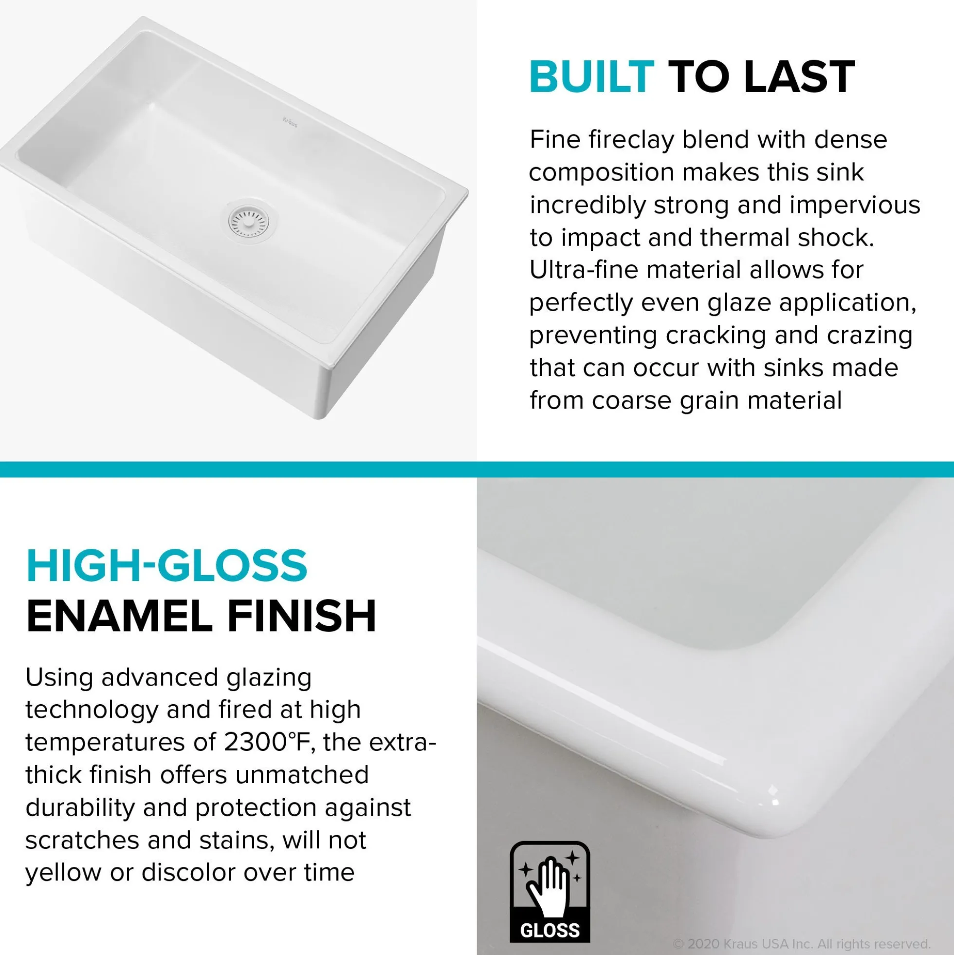 30" Drop-In / Undermount Fireclay Single Bowl Kitchen Sink with Thick Mounting Deck in Gloss White