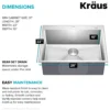 28” Drop In / Undermount 16 Gauge Single Bowl 2-Hole Stainless Steel Kitchen Sink