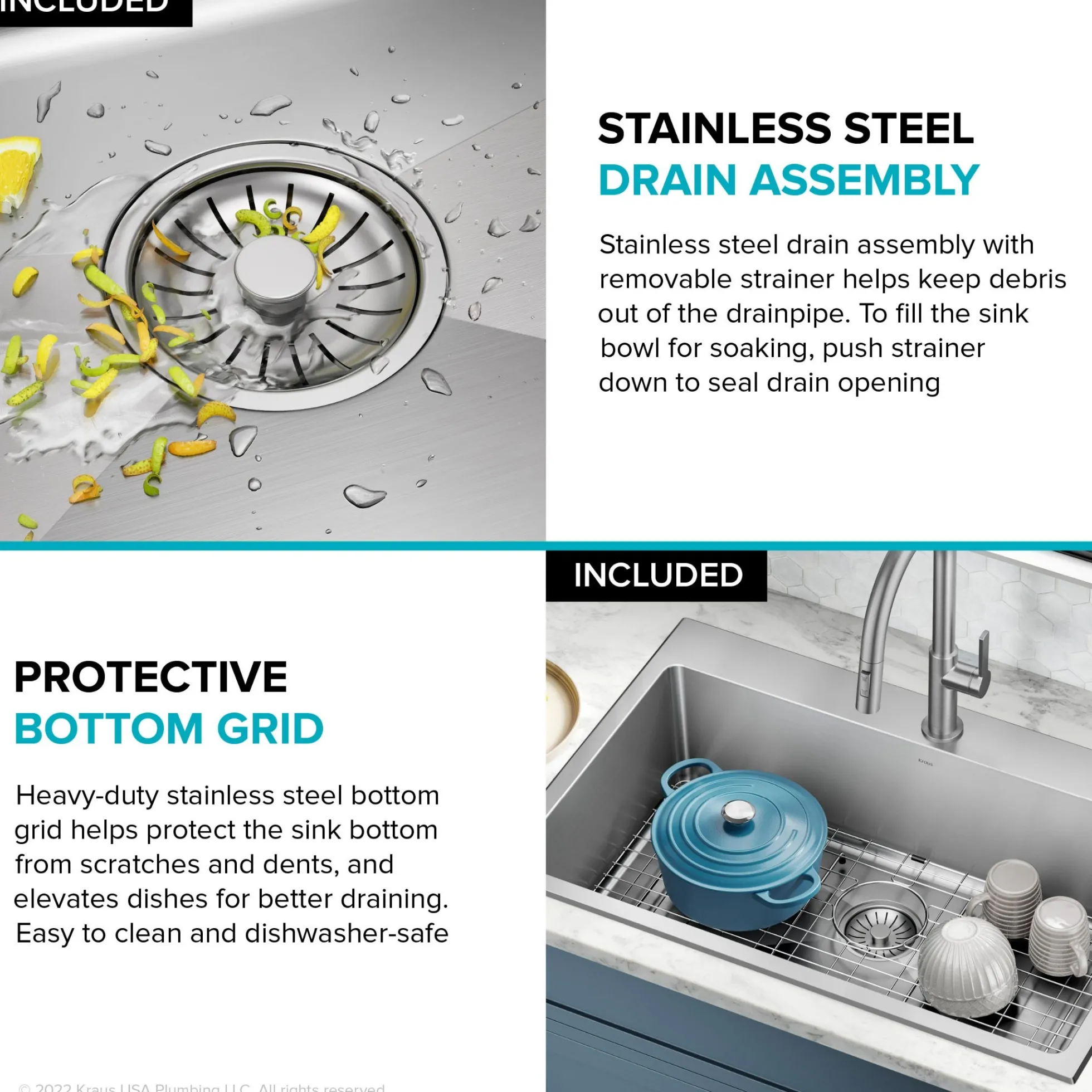 33” Drop-In / Undermount 18 Gauge Stainless Steel Single Bowl Kitchen Sink and Pull-Down Faucet in Spot-Free Stainless Steel Finish