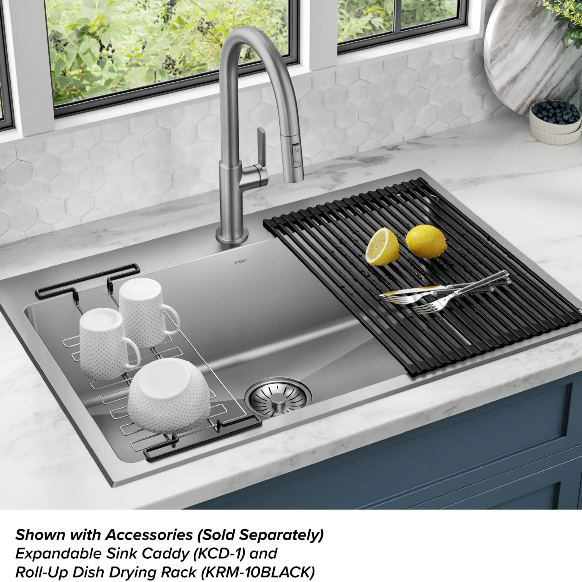 33” Drop-In / Undermount 18 Gauge Stainless Steel Single Bowl Kitchen Sink and Pull-Down Faucet in Spot-Free Stainless Steel Finish