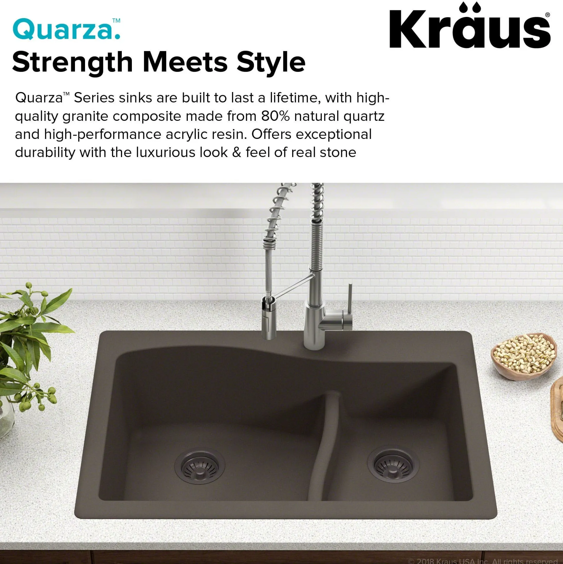 33" Drop-In/Undermount Granite 60/40 Double Bowl Kitchen Sink and Strainers in Black