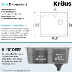25" Drop-In/Undermount Granite Single Bowl Kitchen Sink and Strainer in Black