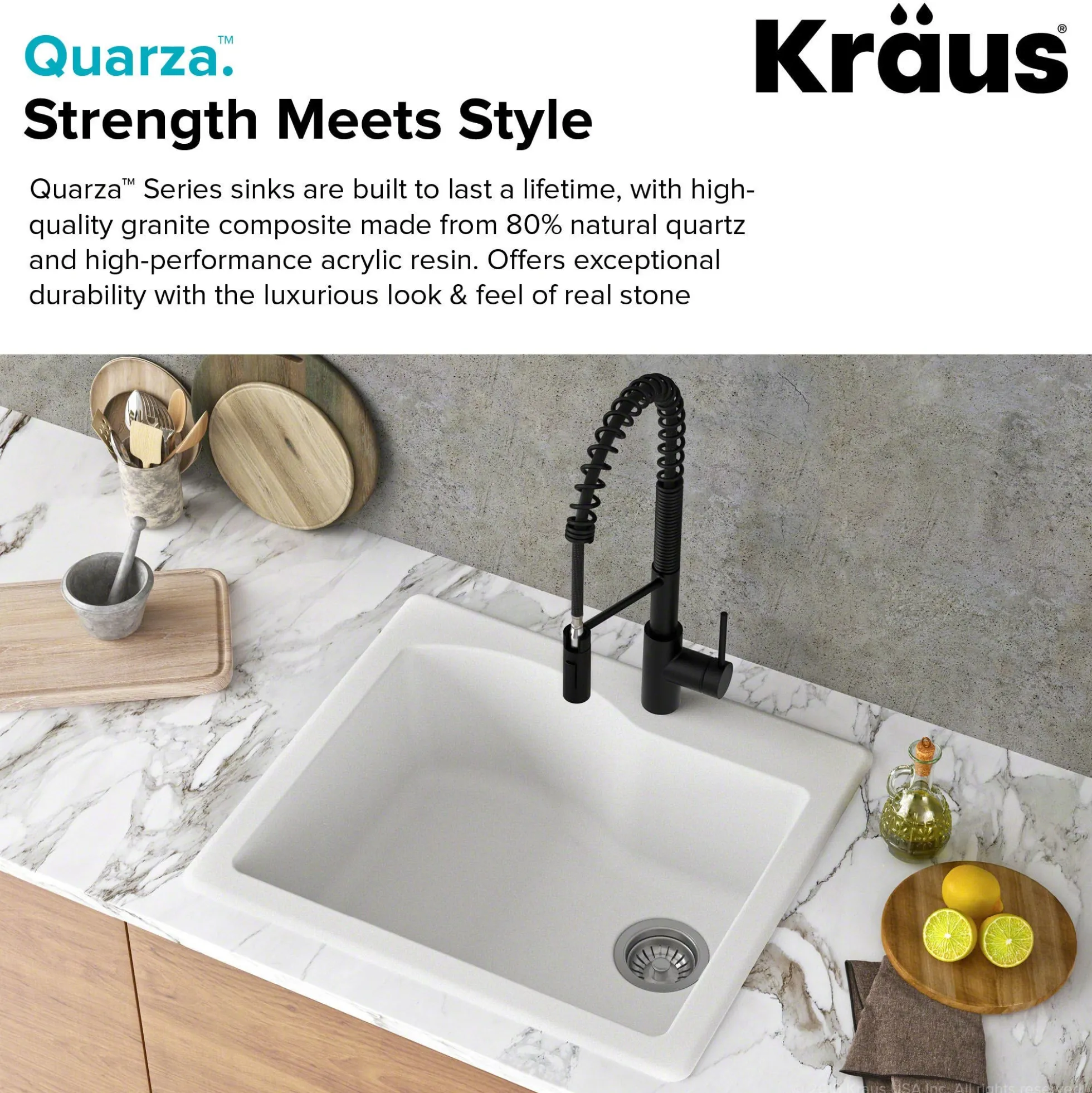 25" Drop-In/Undermount Granite Single Bowl Kitchen Sink and Strainer in Black