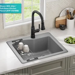 25” Drop-In / Undermount Single Bowl Granite Kitchen Sink in Grey