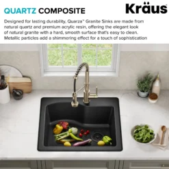 25” Drop-In / Undermount Single Bowl Granite Kitchen Sink in Black