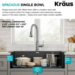 33” Drop In / Undermount Single Bowl Granite Kitchen Sink in Black